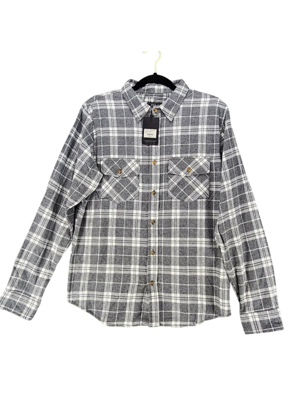 PX Shirt Mens Medium Gray Plaid Flannel Long Sleeve Button Up *NWT*